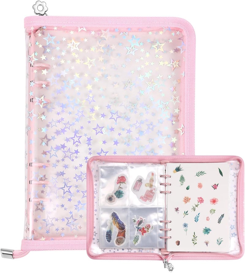 MUDOR 4 in 1 Sticker Storage Organizer, Binder with Storage Sleeves and Release Paper, Reusable Collecting Book Album Holder, A5 Blank Sticker Container Organizer - Image 1